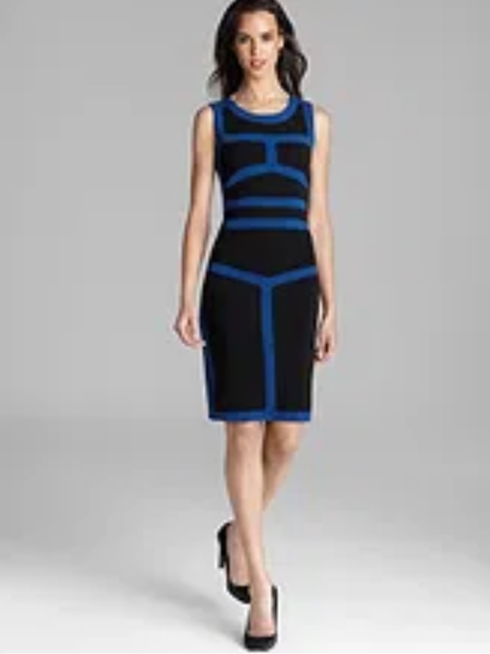 DIANE VON FURSTENBERG Colour Blocked Little Black Dress